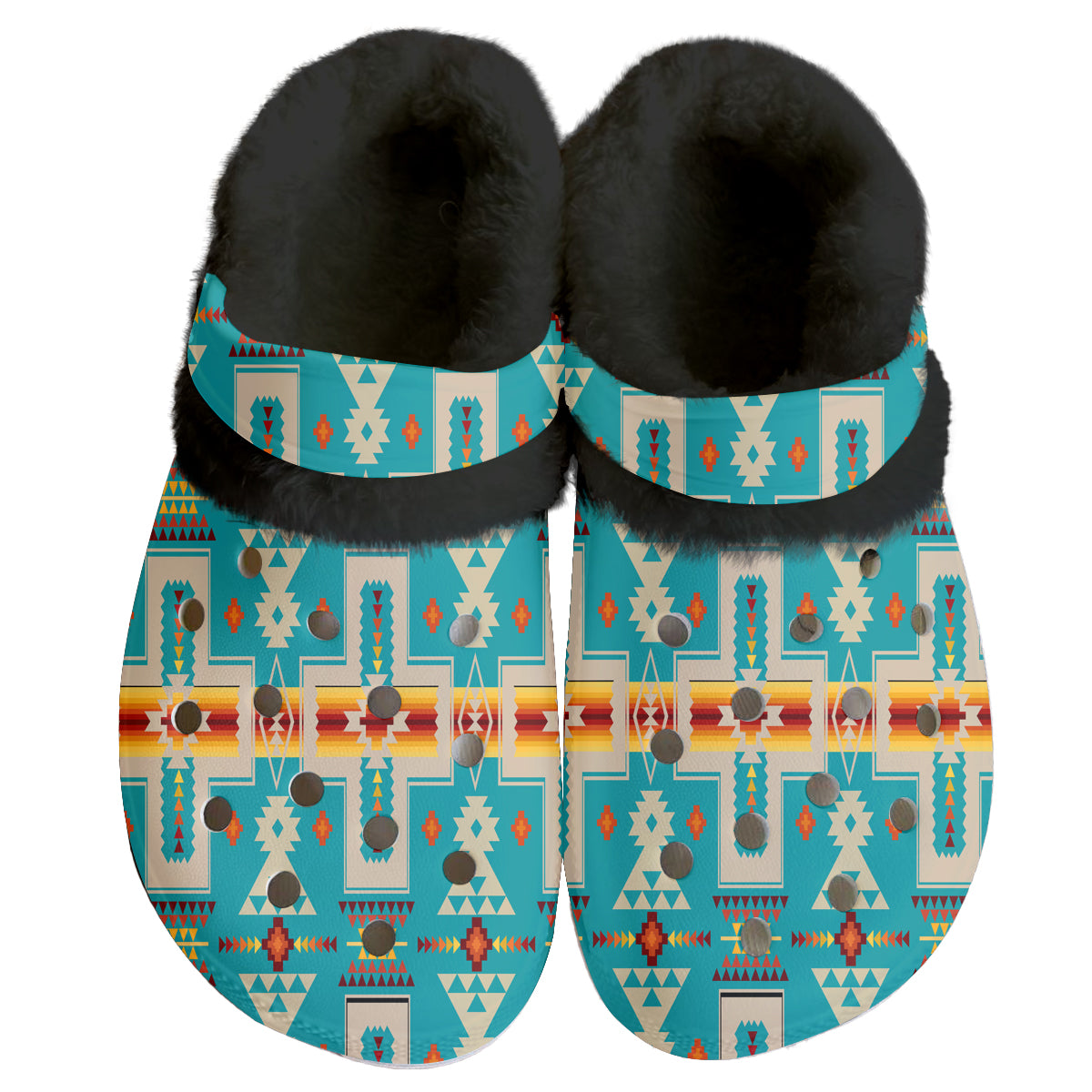 Powwow Storegb nat00062 05 pattern native american classic clogs with fleece shoes