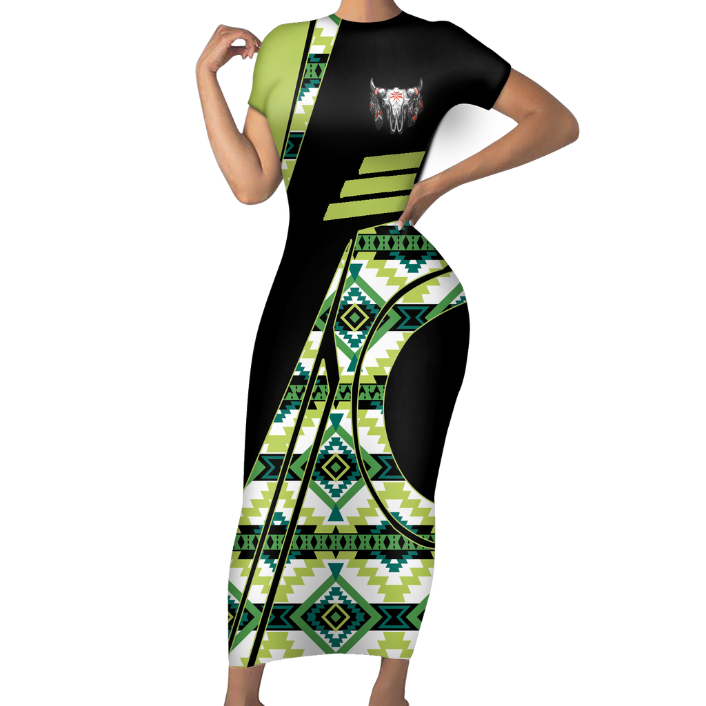 Powwow StoreSBD0069 Pattern Native ShortSleeved Body Dress