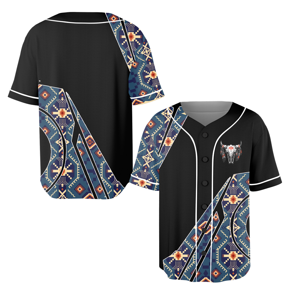 Powwow StoreBJ00046 Pattern Native Baseball Jersey