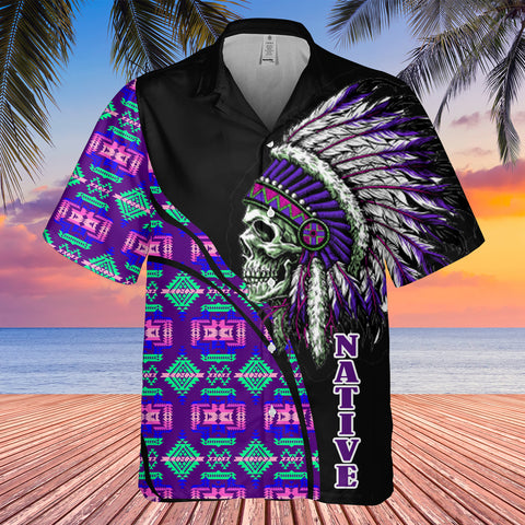 Powwow StoreGBHW000238 Tribe Design Native American Hawaiian Shirt 3D