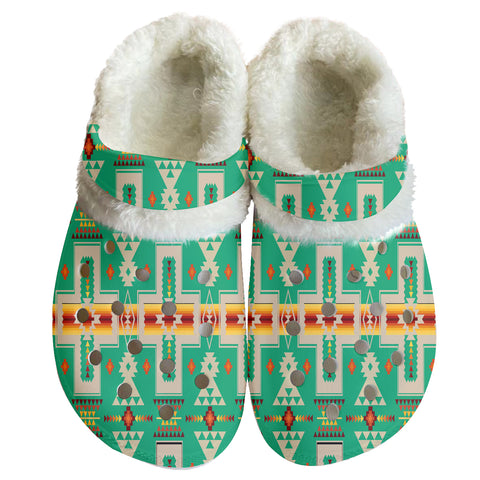 GB-NAT00062-06 Pattern Native American Classic Clogs with Fleece Shoes