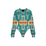 Powwow StoreGBNAT0006205 Tribes Pattern Women's Raglan Sleeve Hooded Bodysuit