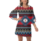 Powwow StoreGBNAT00529  Native  Design Print Women's VNeck Dresss