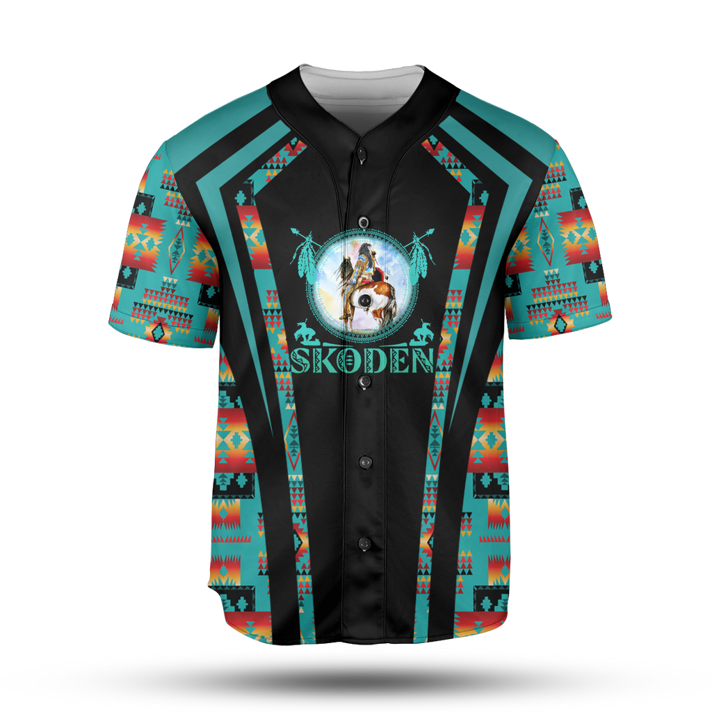 Powwow StoreBJ00011 Pattern Native Baseball Jersey