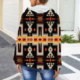 GB-NAT00062-01 Native American Women's Borg Fleece Hoodie With Half Zip