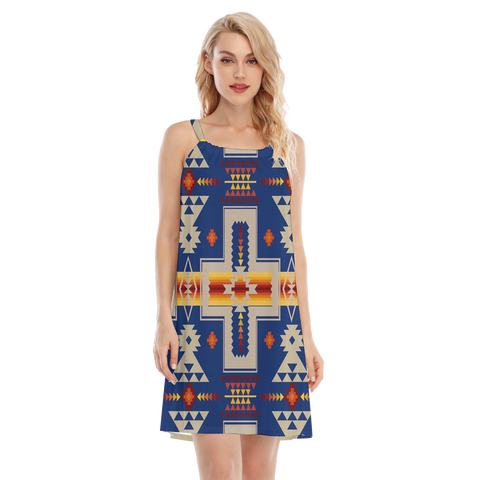 Powwow StoreGBNAT0006204 Native  Design Women's Oneck Cami Dress