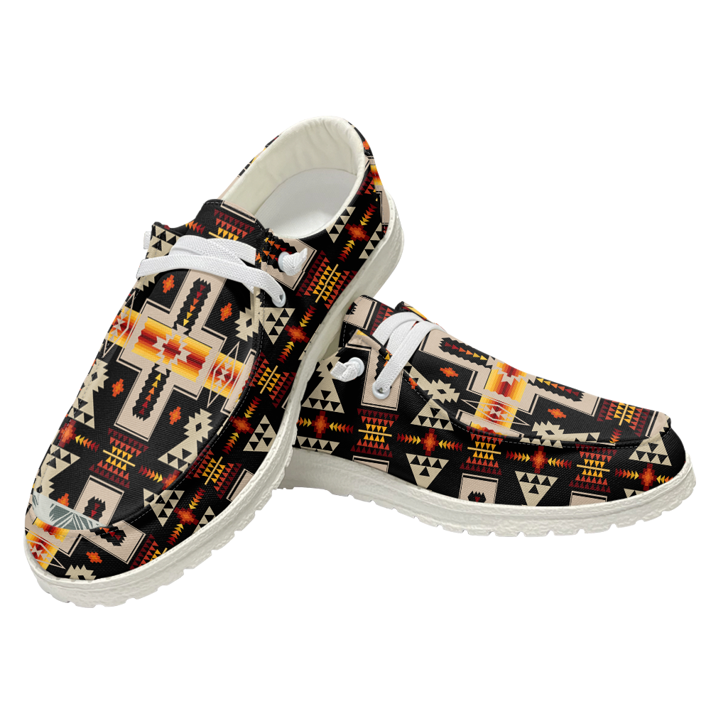 Powwow StoreGBNAT0006201 Pattern Native Lace Up Loafers