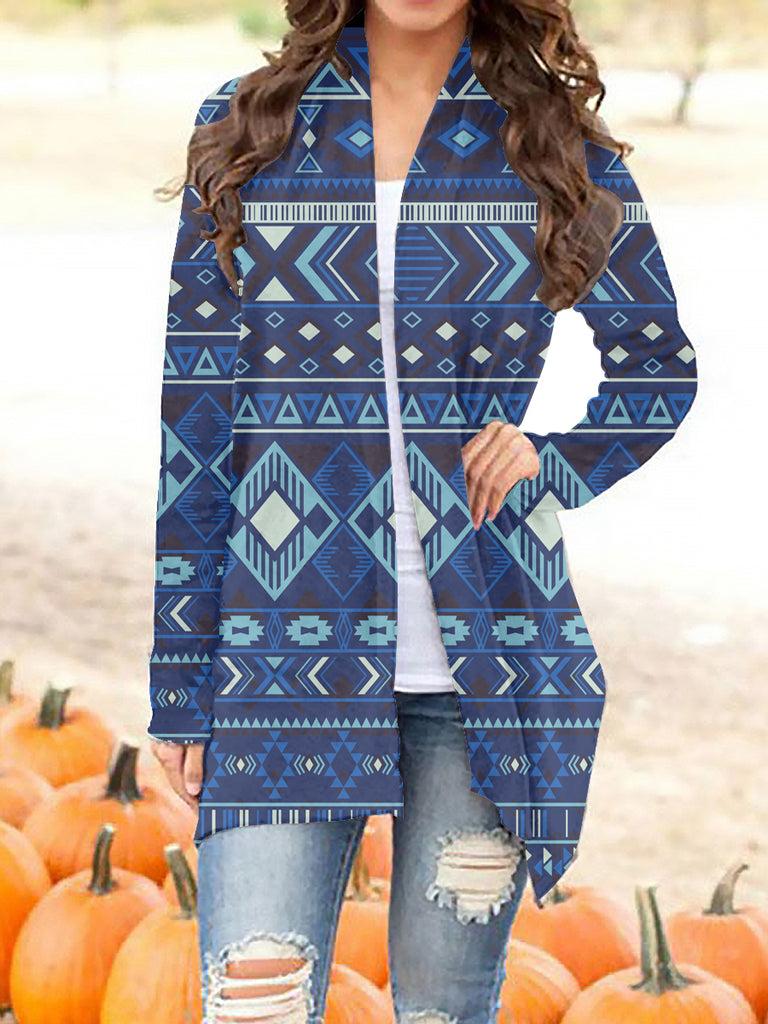 Powwow StoreGBNAT00407 Tribe Design Native Women's Cardigan With Long Sleeve