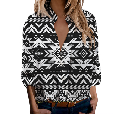 Powwow StoreGBNAT00441 Tribe Design Native Women's LongSleeved Shirts