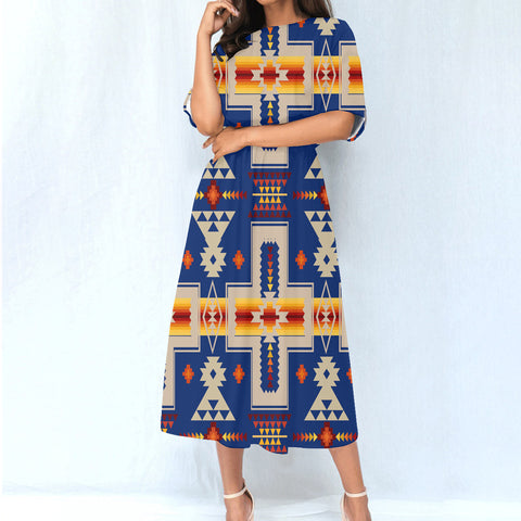 GB-NAT00062-04 Pattern Native Women's Elastic Waist Dress