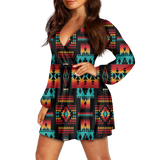 Powwow StoreGBNAT0004602  Pattern Native American Women's Vneck dress