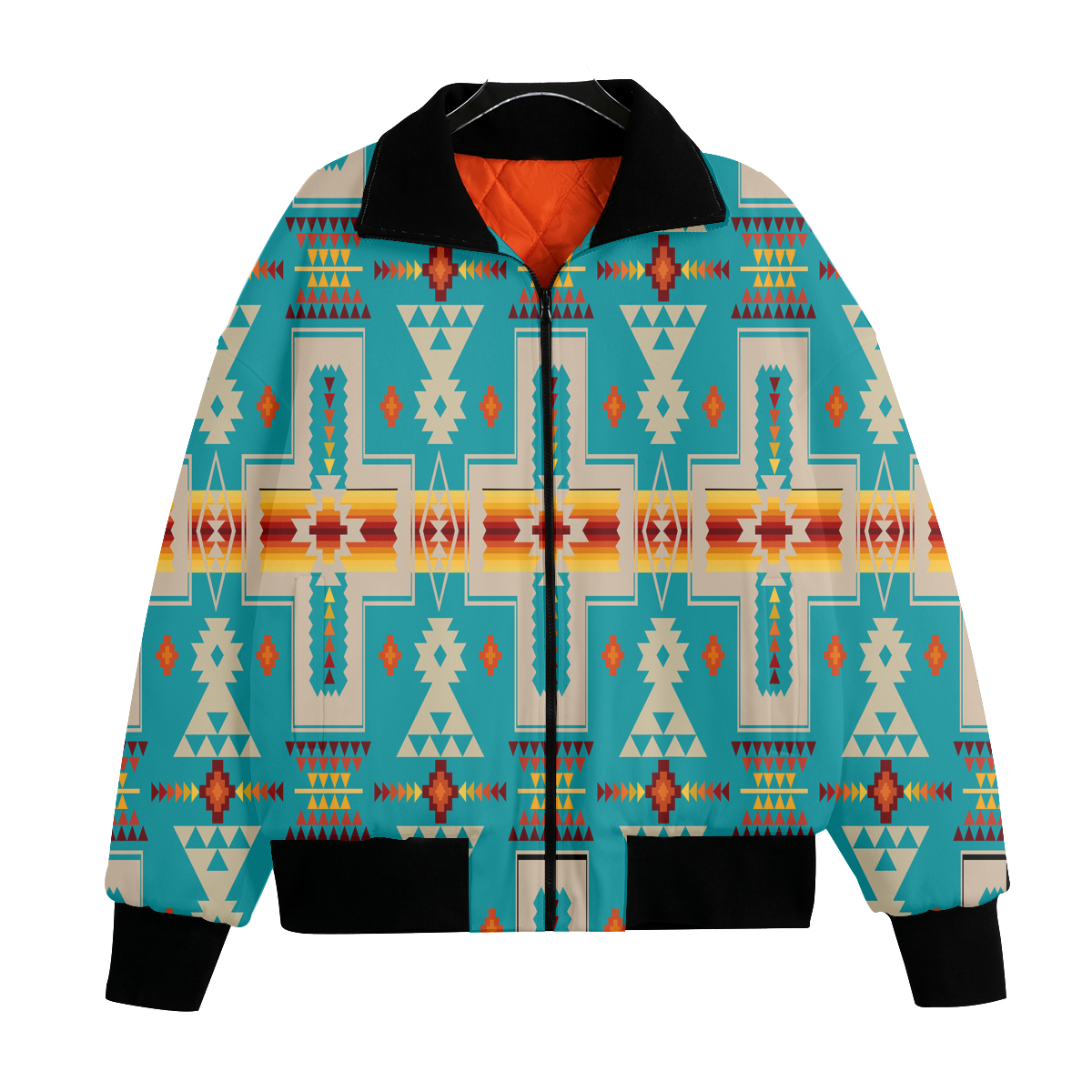 Powwow StoreGBNAT0006205 Pattern Native American Unisex Knitted Fleece Lapel Outwear