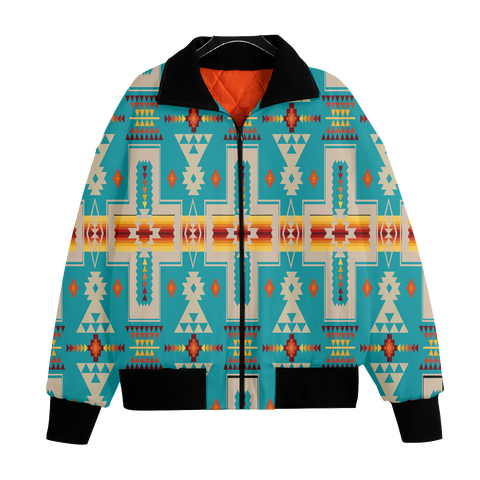 GB-NAT00062-05 Pattern Native American Unisex Knitted Fleece Lapel Outwear