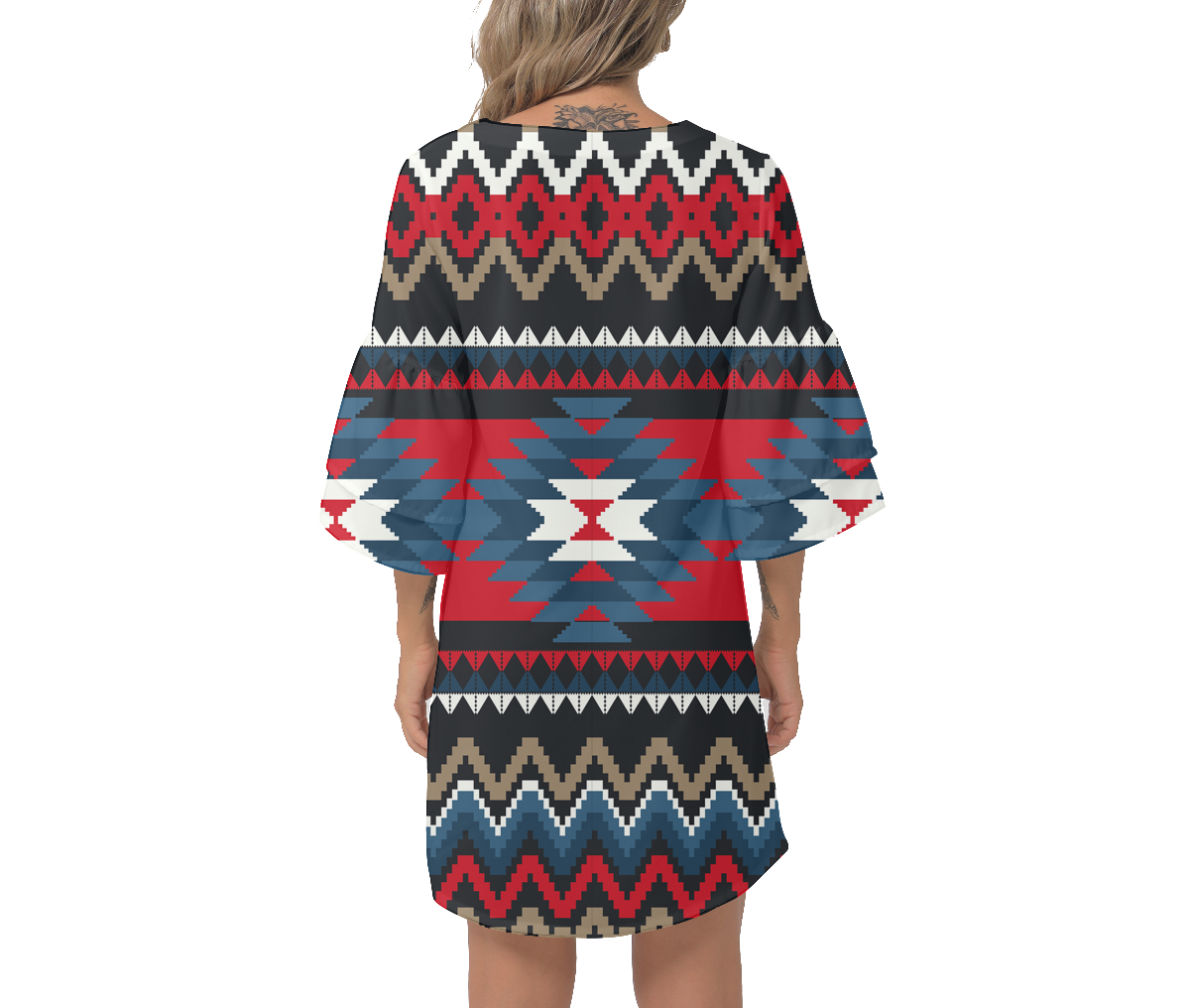 Powwow Storegb nat00529 native design print womens v neck dresss