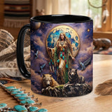 ACM05 Women and Wolf Native American Accent Mug