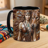 ACM06 Women and Wolf Native American Accent Mug