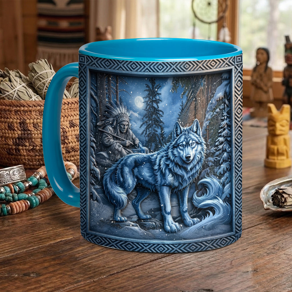 ACM11 Wolf Snow and Chief Native American Accent Mug
