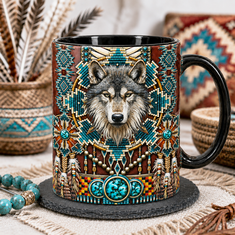 ACM122 Wolf Native American Accent Mug