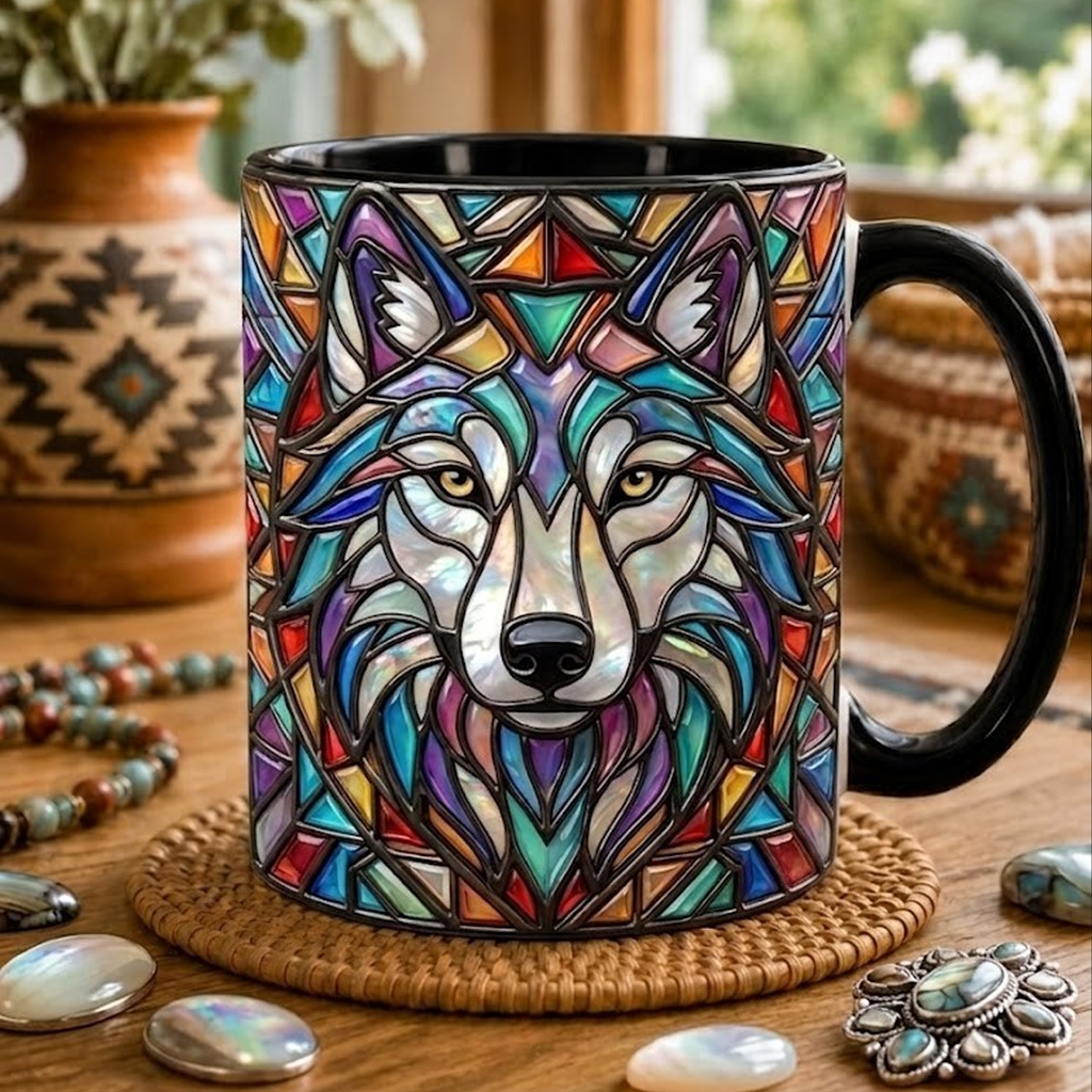 ACM127 Wolf  Native American Accent Mug