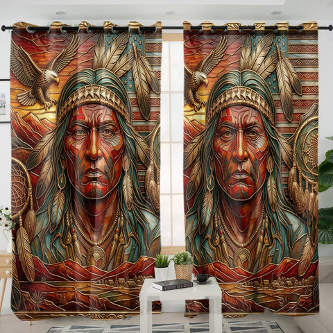 ACM16 Chief Flag Native American Living Room Curtain