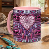 ACM18 Pink Dreamcatcher Heart Native American Accent Mug