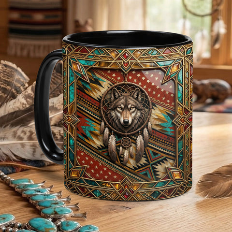ACM23 Dreamcatcher Wolf Native American Accent Mug