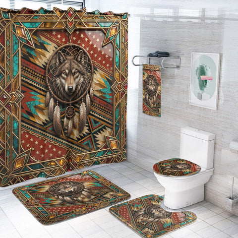 ACM23 Wolf Dreamcatcher Native American Bathroom set