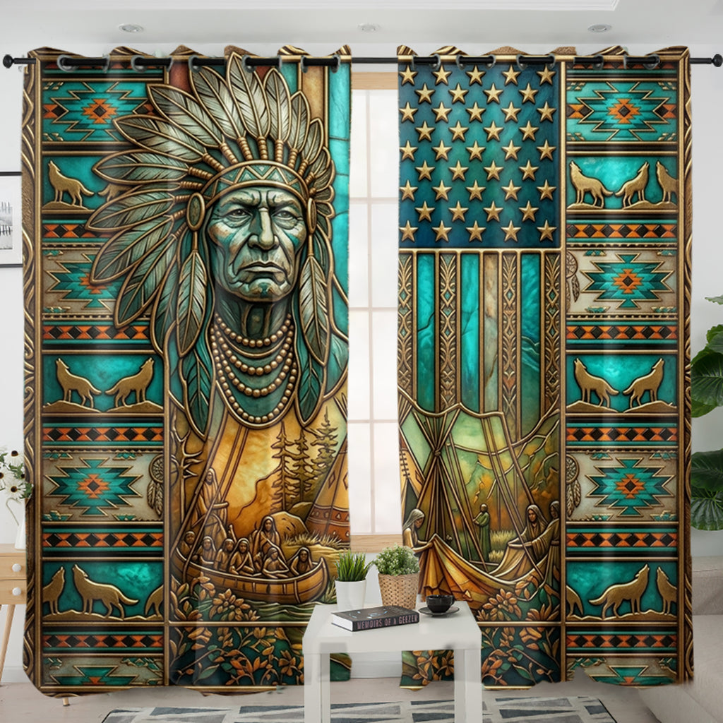 ACM24 Chief Flag Native American Living Room Curtain