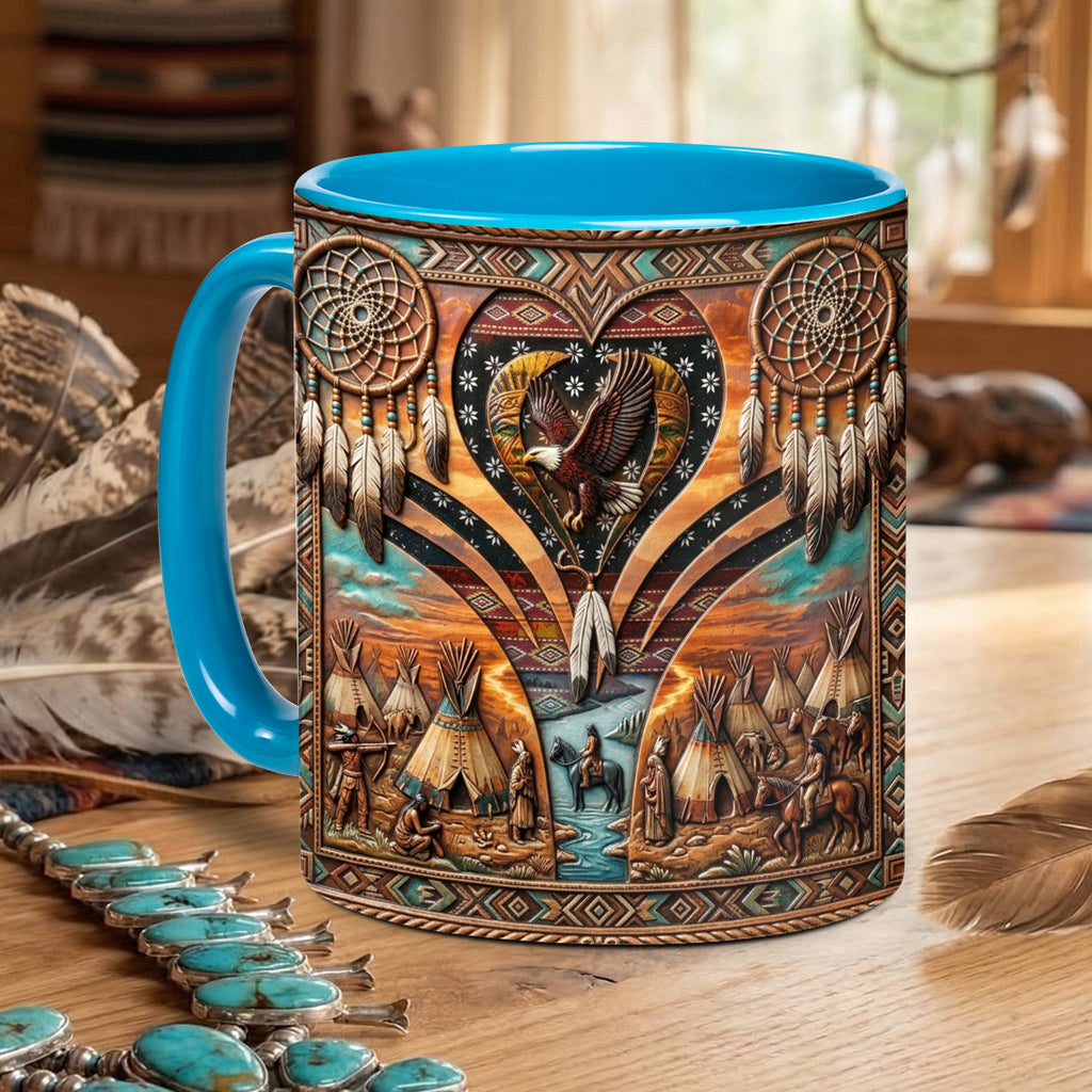 ACM54 Chief and Eagle Dreamcatcher Native American Accent Mug