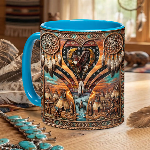 ACM54 Chief and Eagle Dreamcatcher Native American Accent Mug