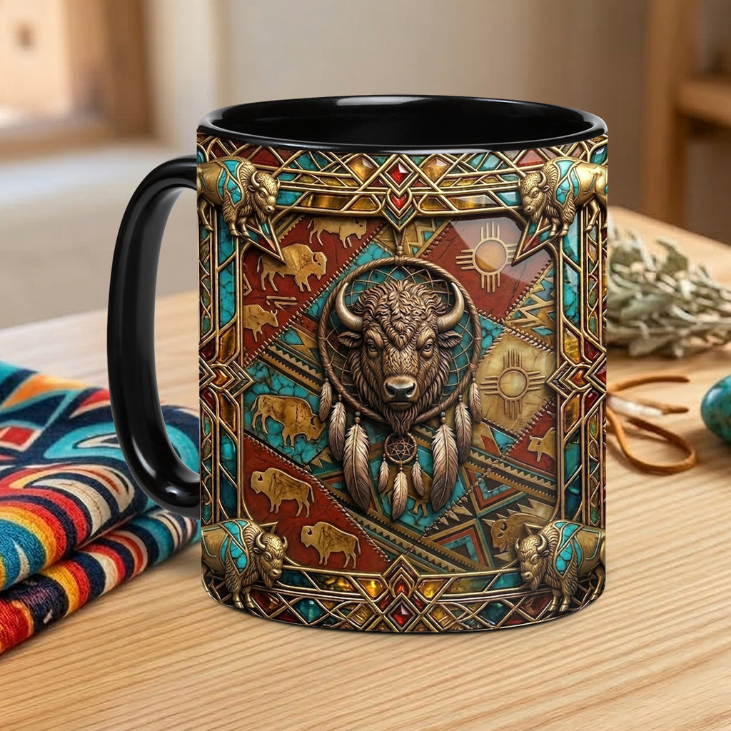 ACM58 Dreamcatcher Bison Native American Accent Mug