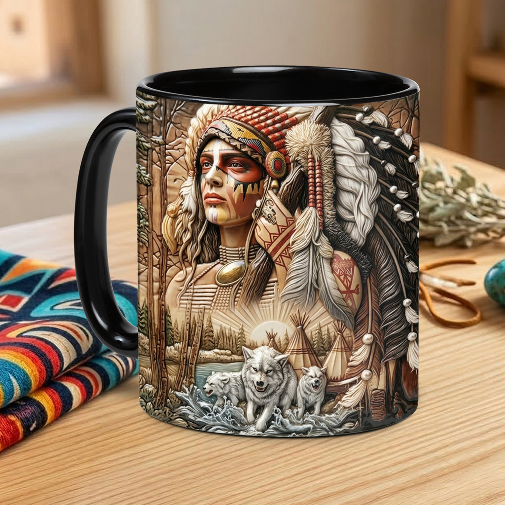 ACM61 Chief and Wolf Native American Accent Mug
