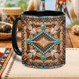 ACM70 Tribe Feather Pattern Native American Accent Mug