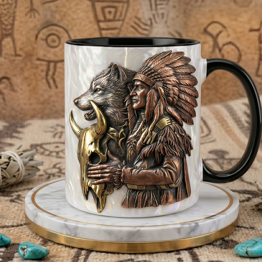 ACM77 Chief and Animals Native American Accent Mug