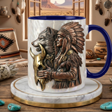 ACM77 Chief and Animals Native American Accent Mug