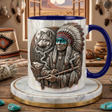 ACM83 Chief and Wolf Native American Accent Mug