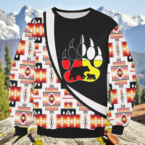 AQS0026 Native American Unisex Drop-shoulder Knitted Fleece Sweater