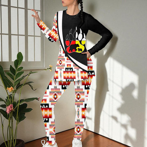AQS0026 Native American Women Side Split T-shirt Set