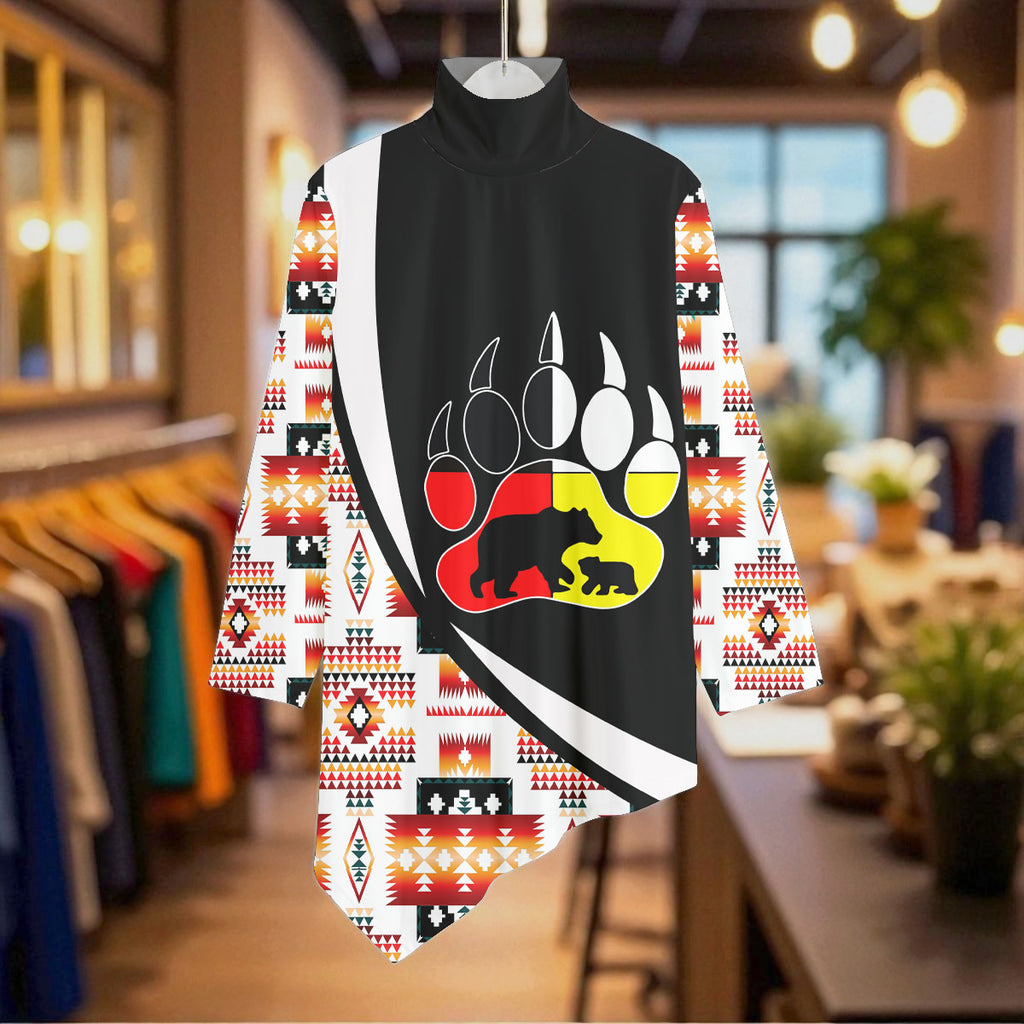AQS0026 Native American Women Turtleneck Asymmetrical Hem Tunic