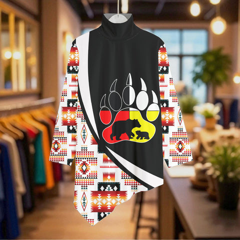 AQS0026 Native American Women Turtleneck Asymmetrical Hem Tunic