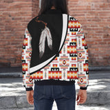 AQS0026v3 Feather Native American Bomber Jacket With Sleeve Pocket