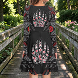 AQS0036 Bear Claws Native American Round Neck Long Sleeve Dress