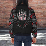AQS0036 Bear Native American Bomber Jacket With Sleeve Pocket