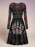AQS0036 Bear Native American V-Neck Long Sleeve Dress