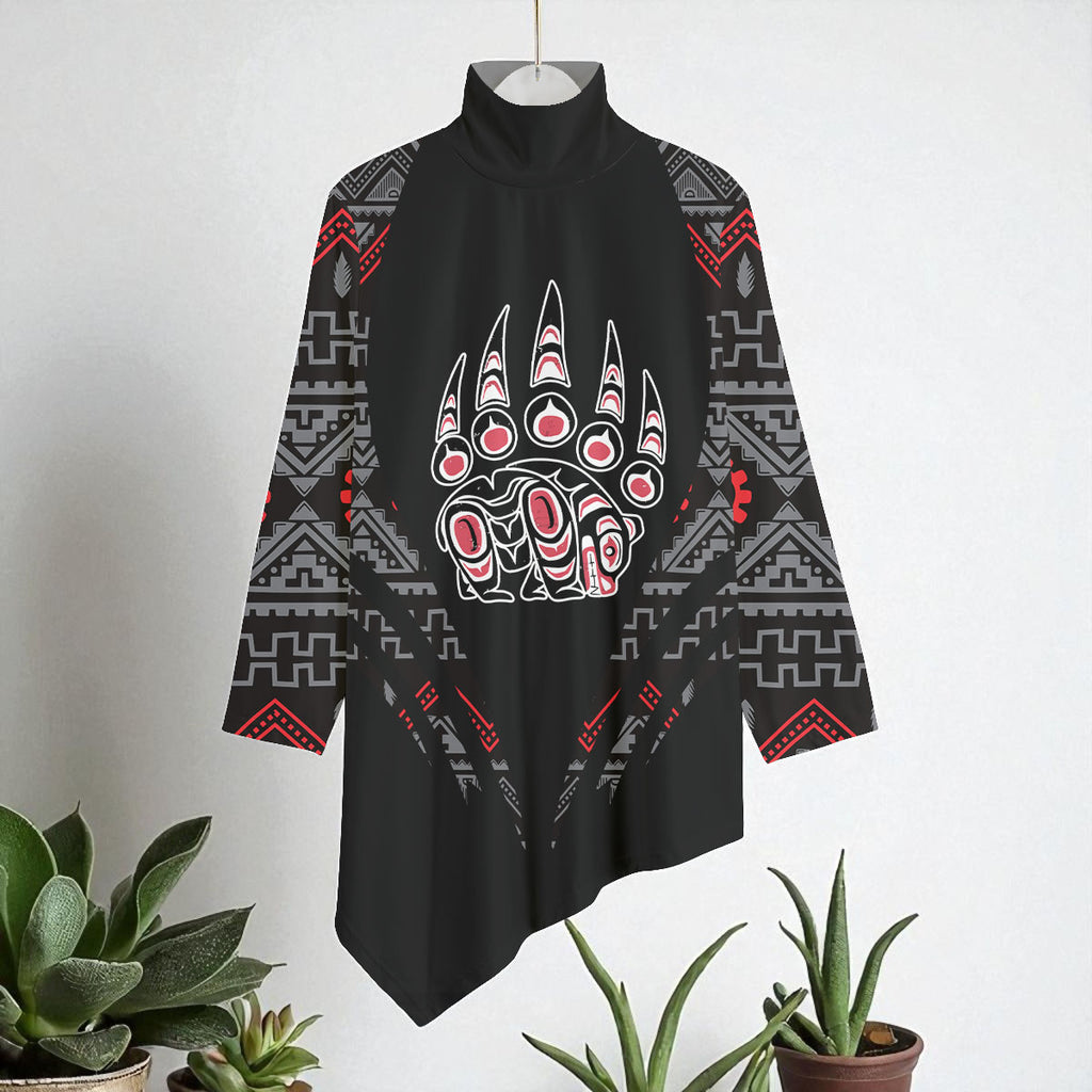 AQS0036 Native American Women Turtleneck Asymmetrical Hem Tunic