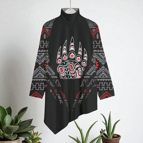 AQS0036 Native American Women Turtleneck Asymmetrical Hem Tunic