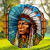 Powwow StoreARR0035  Chief Native Colorful Stained Glass Wind Spinner