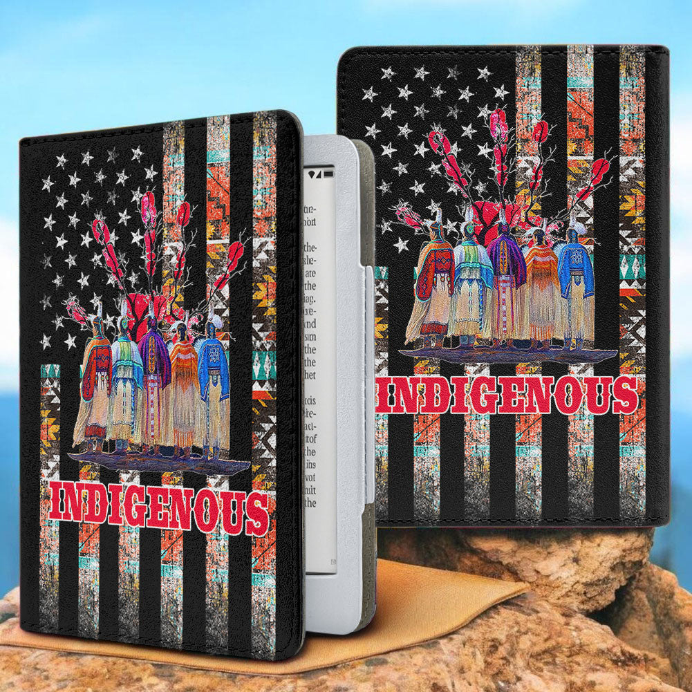 American Flag Native Tribe Feather Pride Native American Kindle PU Leather Case