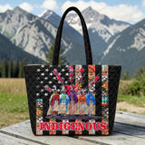 American Flag Native Tribe Feather Pride Quilted Shoulder Tote Bag