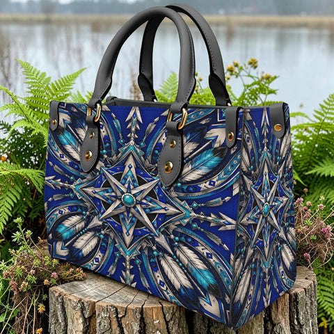 Arrow Blue Feather Native American Leather Bag DS260724M02